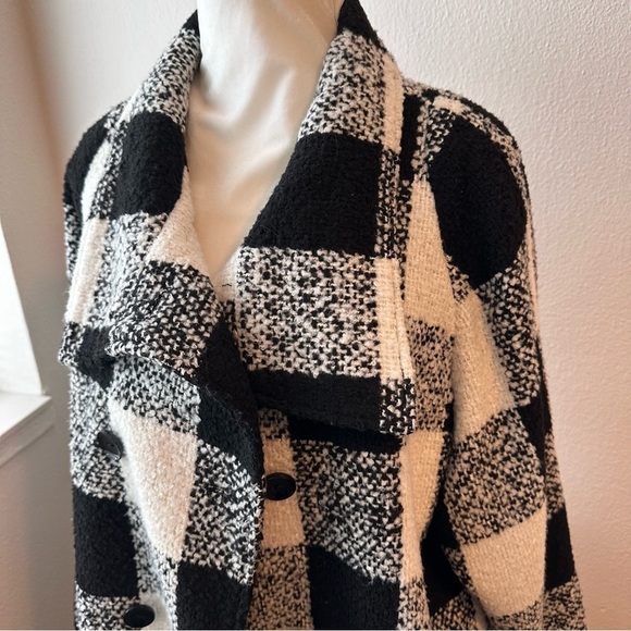 KC Collections Women's Plus Size Buffalo Plaid Funnel Neck Coat SZ XL - Picture 3 of 10